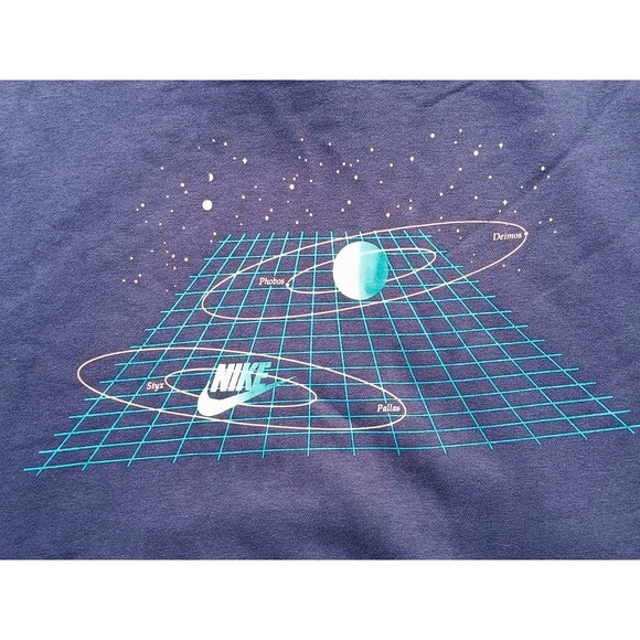 Nike Pullover Hoodie Men's Small Space Graphic Fleece Blue Long Sleeve - Picture 2 of 8